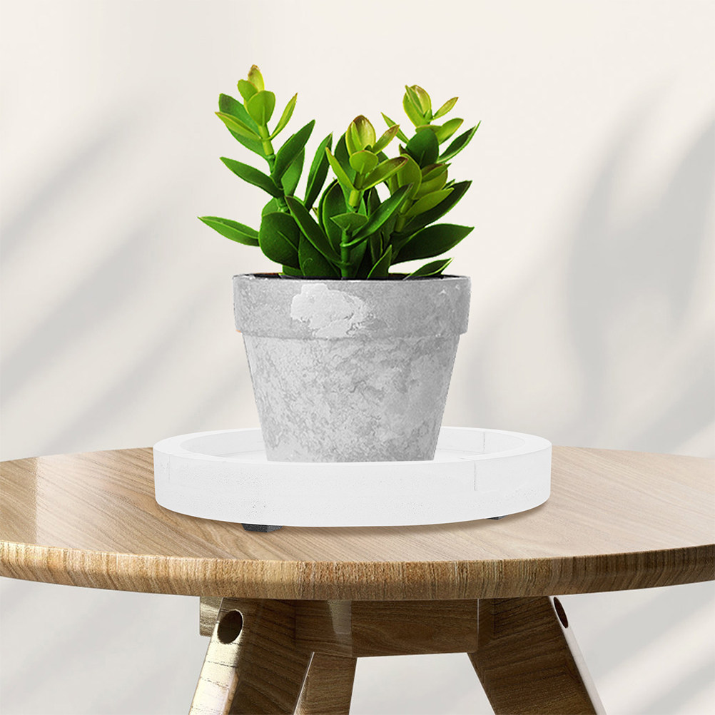 Humidity Tray Pebble - Beyaz Yuvarlak Kalınlaştırılmış Çimento Benzeri Saksı