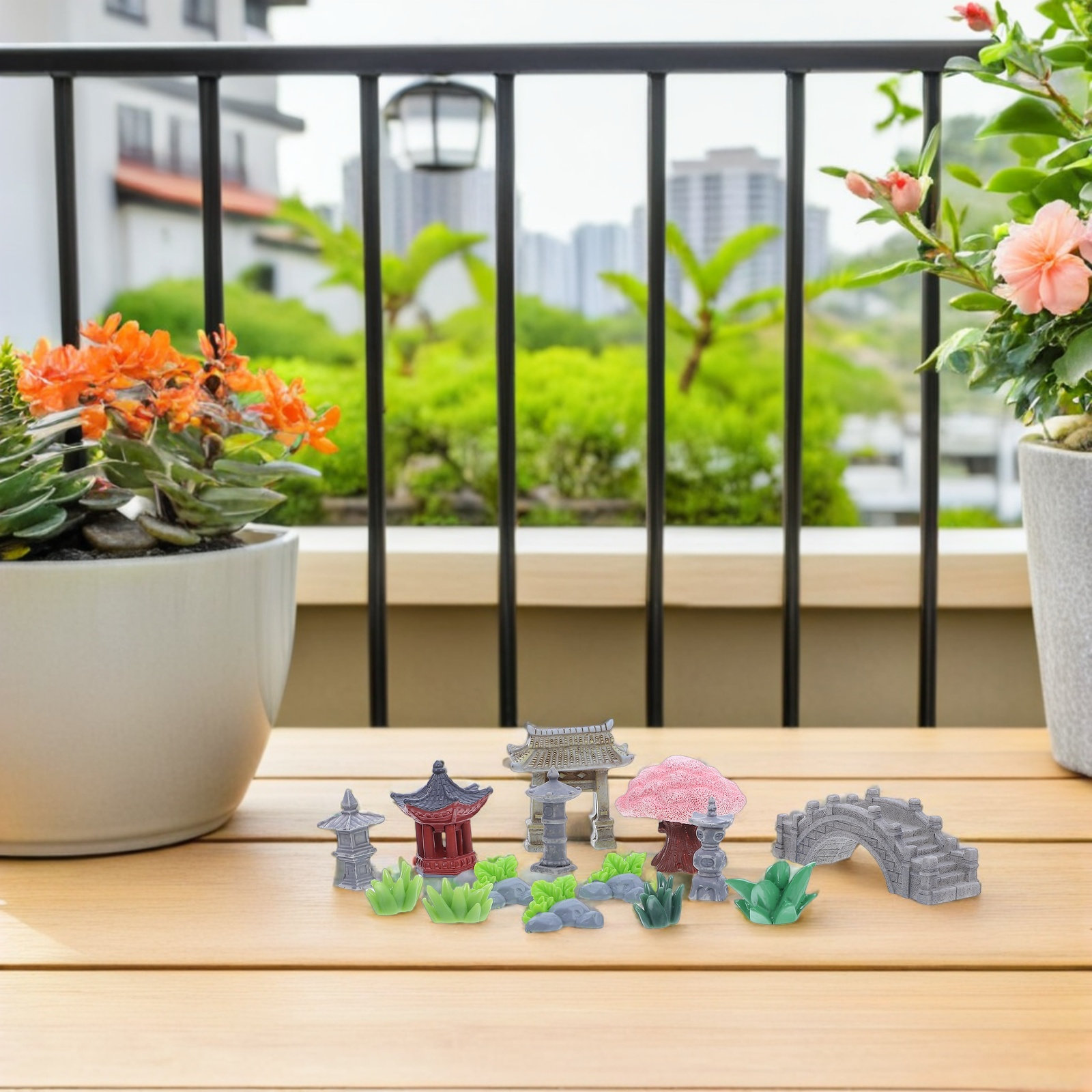 Bonsai Garden Desk - 1 Set Reçine Minyatür Peyzaj Dekorasyonu