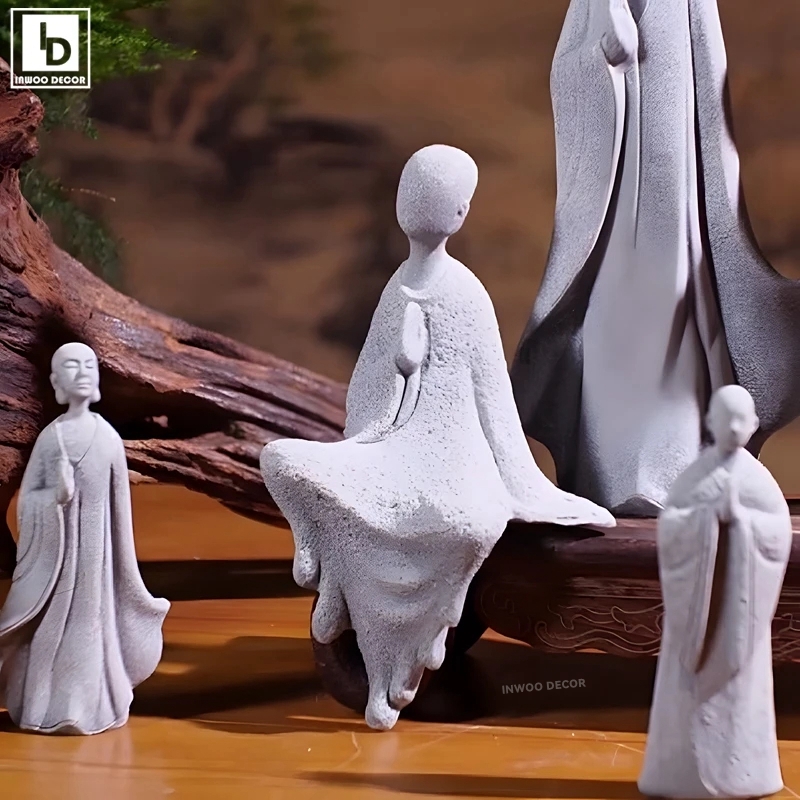 Taş buda heykeli küçük keşiş b - Bonsai Garden Desk incelemesi ve fiyatı